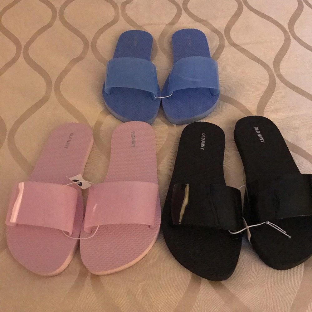 SOLD 3 pair of Old Navy Beach Slides brand new